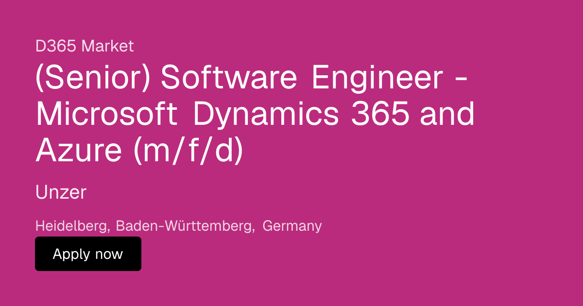 (Senior) Software Engineer - Microsoft Dynamics 365 and Azure (m/f/d ...